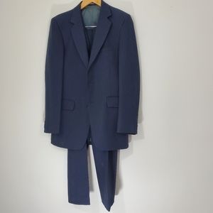 Alfred Ney's | Custom | Dark Navy 3 Piece Chalkstripe/Pinstripe Business Suit